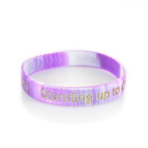 OUCH UK Cluster Headache charity wristbands - purple and white